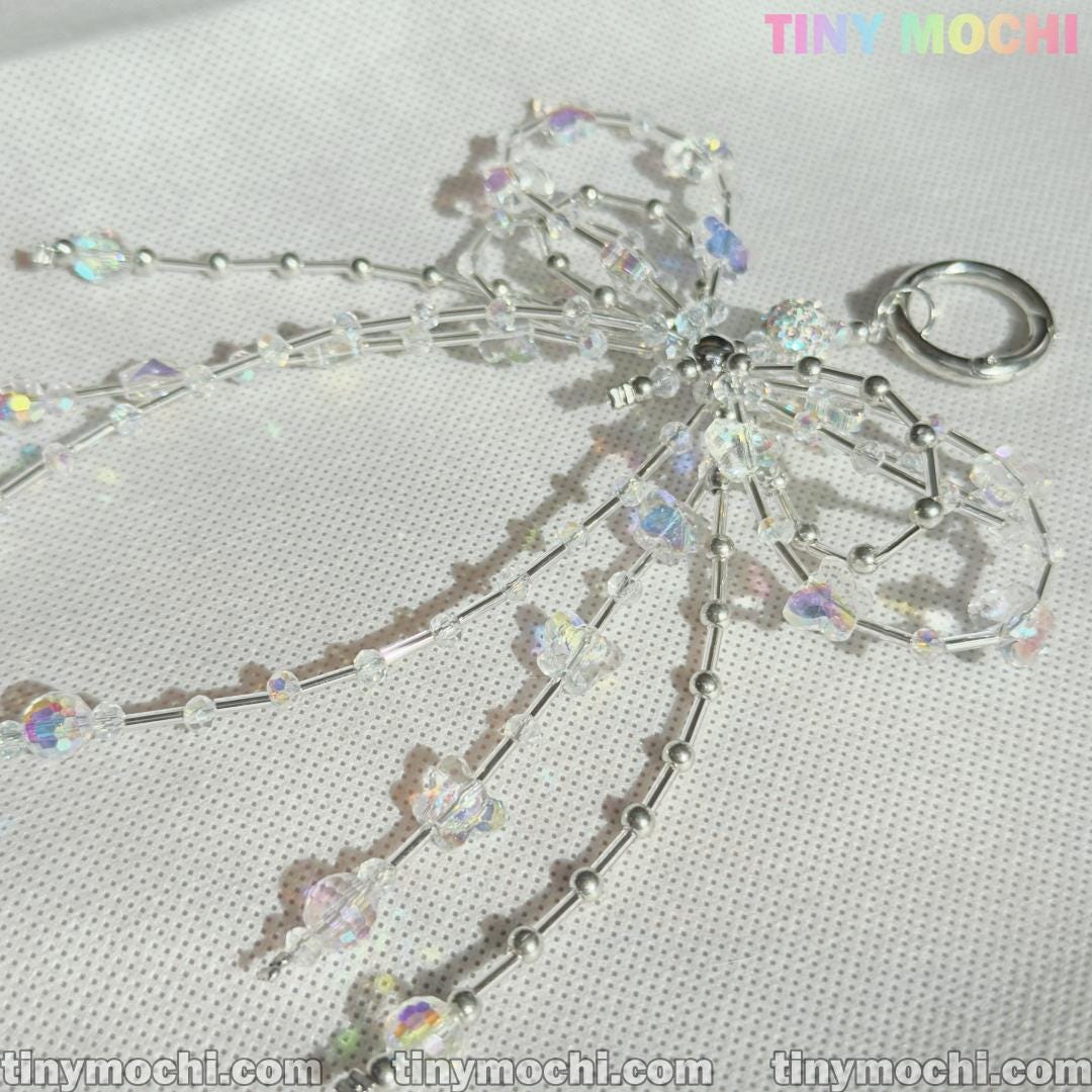 Crystal Bow Pearl Keychains - Aesthetic Accessories for Bags, Keys & More - Tiny Mochi