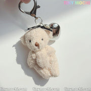 Big Heart and Elegant Plush Bear Keychain – Cute Charm for Phones, Bags & More - Tiny Mochi