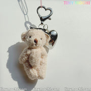 Big Heart and Elegant Plush Bear Keychain – Cute Charm for Phones, Bags & More - Tiny Mochi