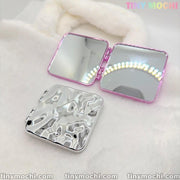 Metallic Mini Compact Mirror – Double-Sided Folding Mirror, Portable Y2K Aesthetic Makeup Accessory - - Tiny Mochi