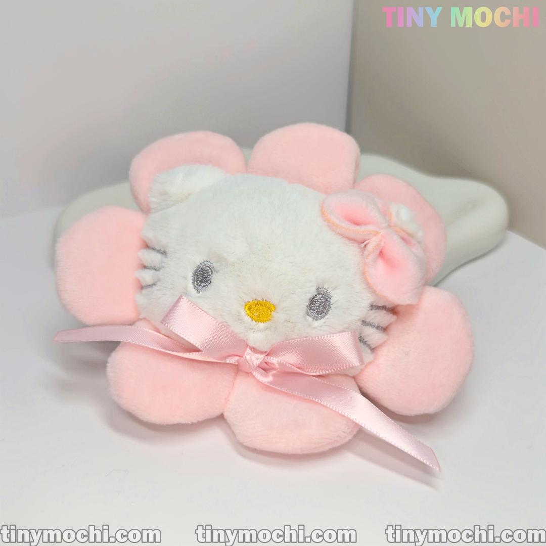 Cute White Cat Kitty and Pinky Sunflower Plush Keychain – Soft Stuffed Bag Charm, Cartoon Toy, Gift for Girls Accessories - Tiny Mochi