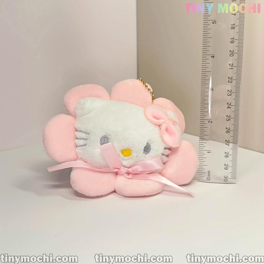 Cute White Cat Kitty and Pinky Sunflower Plush Keychain – Soft Stuffed Bag Charm, Cartoon Toy, Gift for Girls Accessories - Tiny Mochi