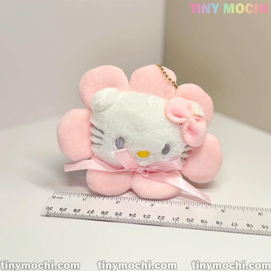 Cute White Cat Kitty and Pinky Sunflower Plush Keychain – Soft Stuffed Bag Charm, Cartoon Toy, Gift for Girls Accessories - Tiny Mochi