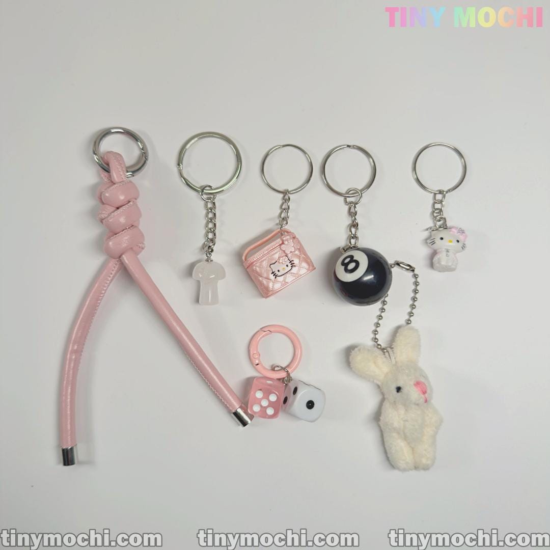 Cute Bunny and Charm Keychain | Aesthetic Bag Charm for Purses & Backpacks - Tiny Mochi