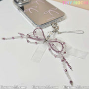 Delicate Beaded Bow Charm – Elegant Y2K & Coquette Aesthetic Keychain - Tiny Mochi