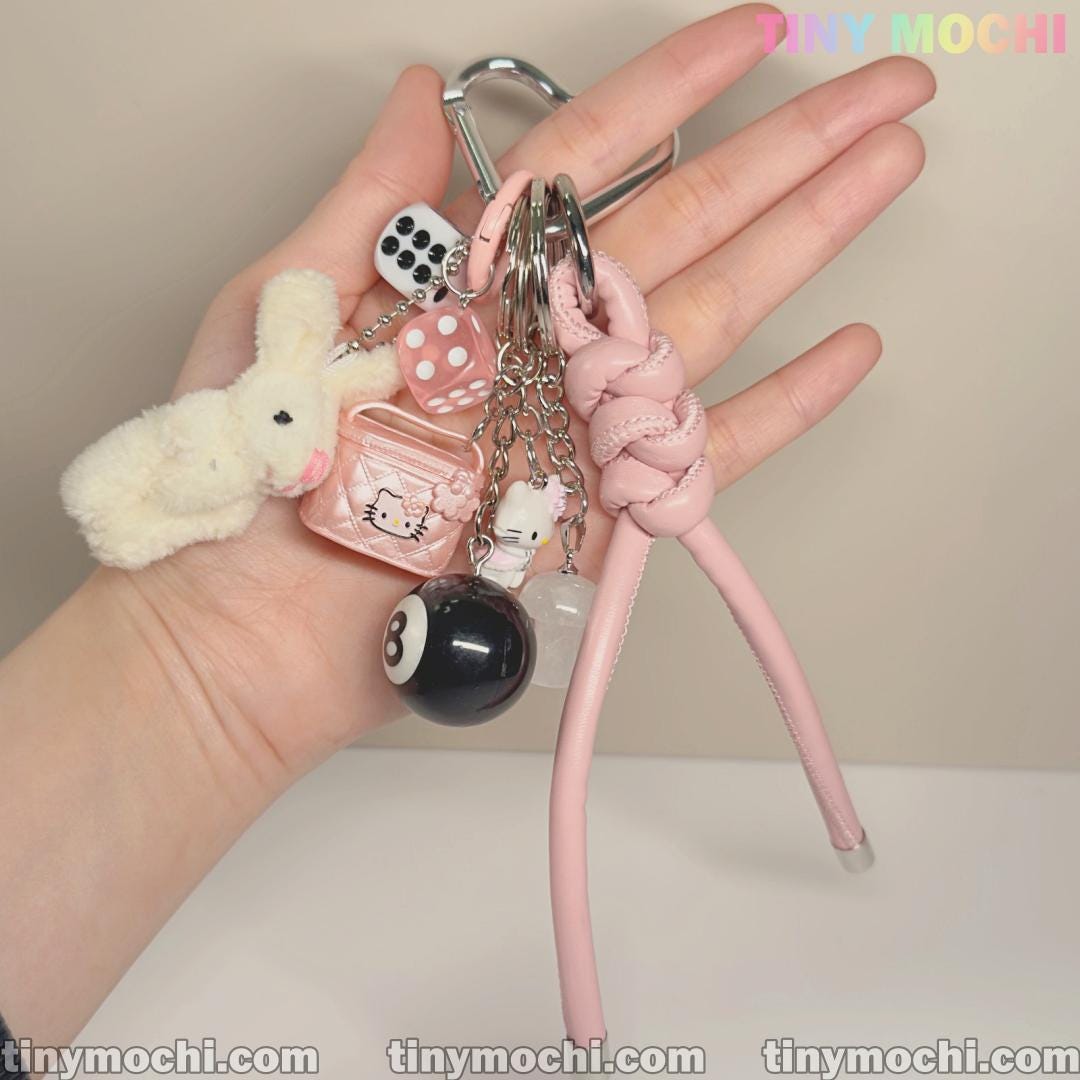 Cute Bunny and Charm Keychain | Aesthetic Bag Charm for Purses & Backpacks - Tiny Mochi