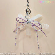 Delicate Beaded Bow Charm – Elegant Y2K & Coquette Aesthetic Keychain - Tiny Mochi