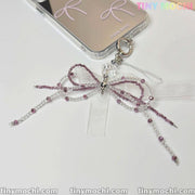 Delicate Beaded Bow Charm – Elegant Y2K & Coquette Aesthetic Keychain - Tiny Mochi