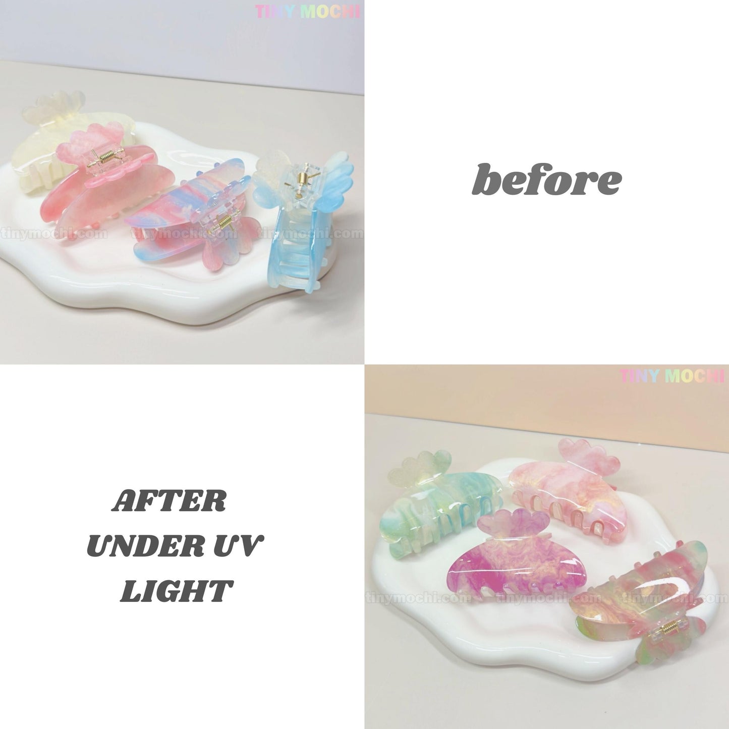 Pastel Hair Claw Clip Color Changing UV Reactive Acetate Hair Accessory Fairycore Hair Clip for Women & Girls - Tiny Mochi