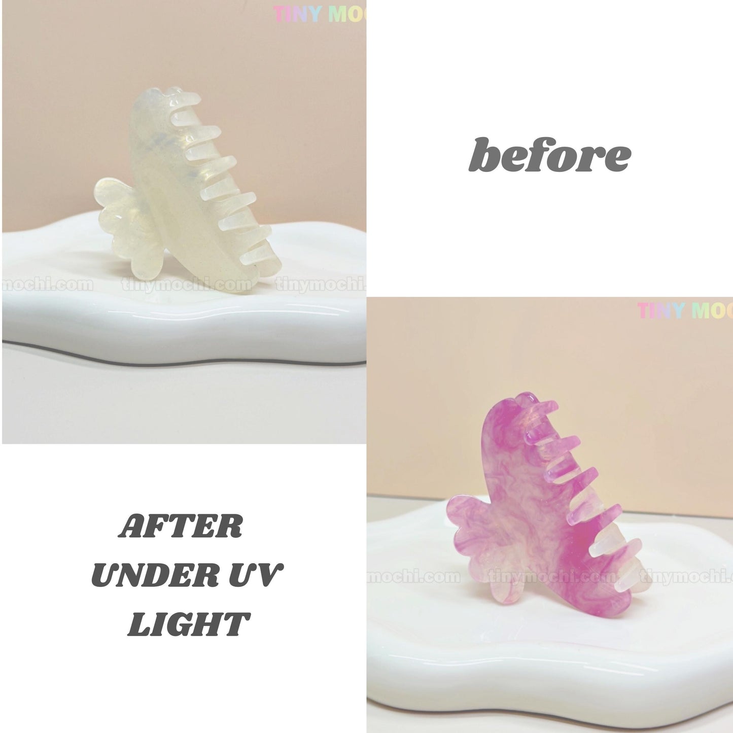 Pastel Hair Claw Clip Color Changing UV Reactive Acetate Hair Accessory Fairycore Hair Clip for Women & Girls - Tiny Mochi